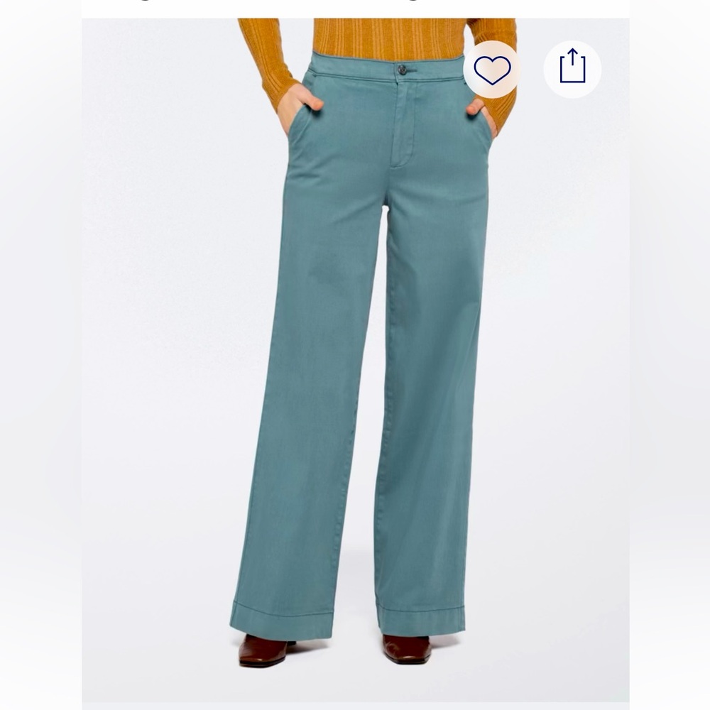 High Rise Wide Leg Trouser SIZE 4, Teal - LILA RYAN /via StitchFix